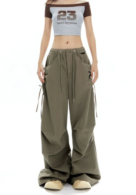 Cargo Jogger Pants with Side Pockets and Drawstrings