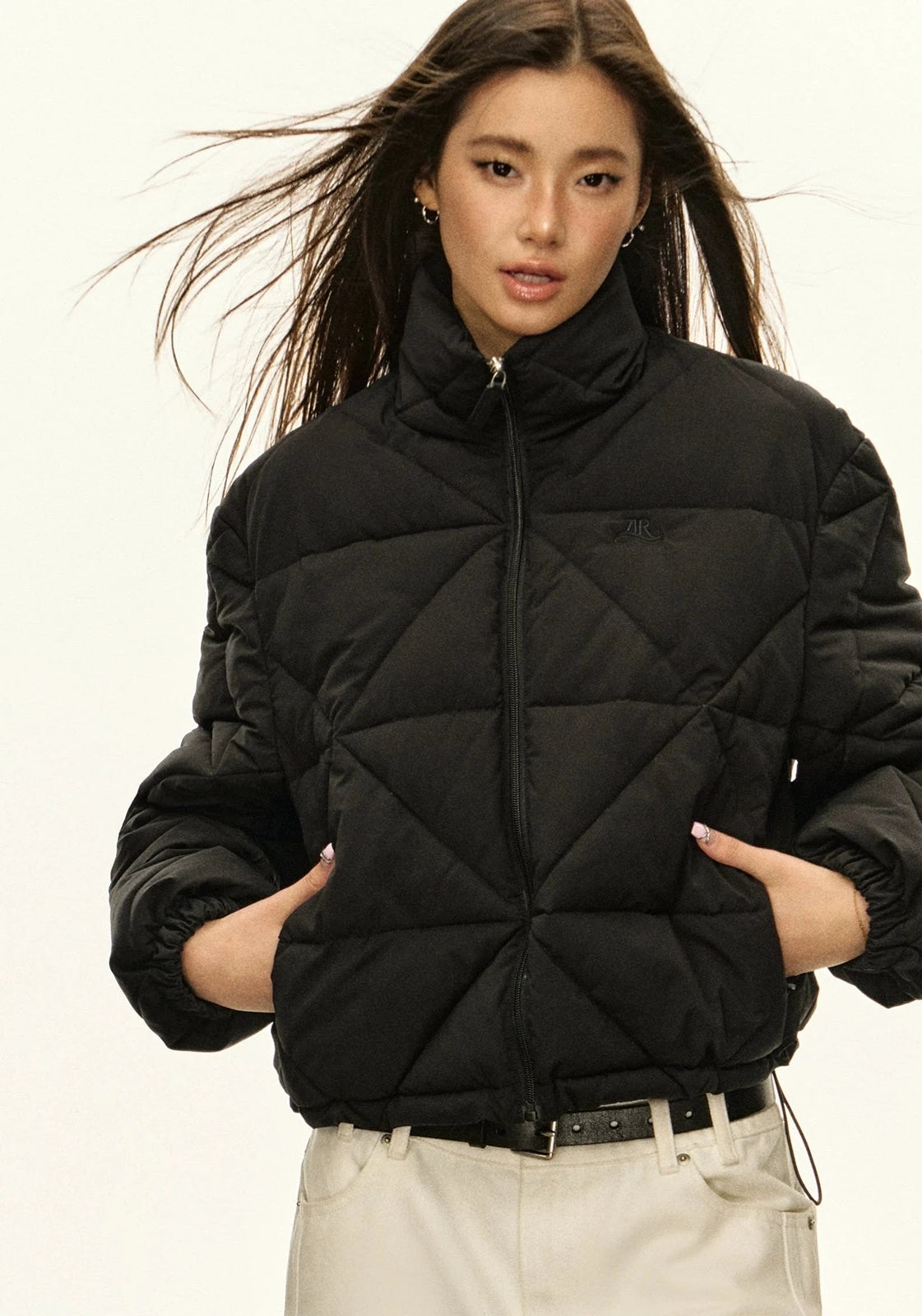 Quilted Puffer Jacket with Elastic Cuffs Quilted Puffer Jacket with Elastic Cuffs