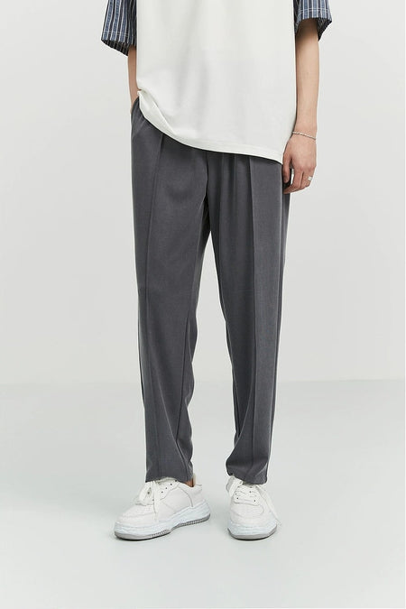 Slim Pleated Tapered Trousers with Pockets
