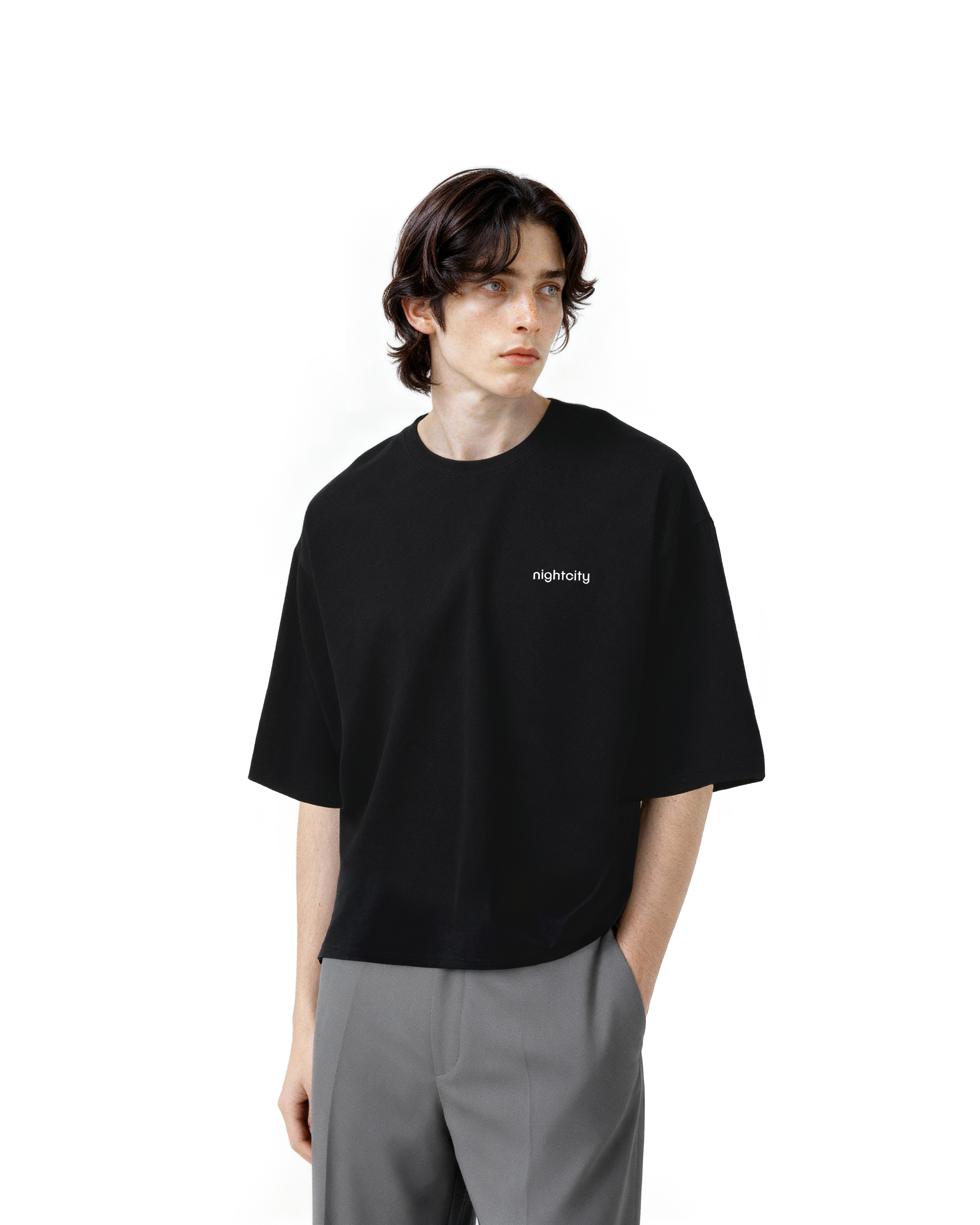 Cropped Oversized Nightcity Logo Cotton T-Shirt
