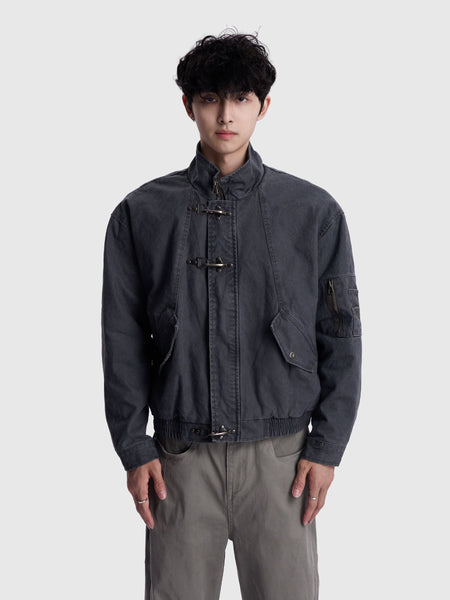 Fireman Clasp Mid-Crop Lightweight Worker Jacket - nightcity clothing