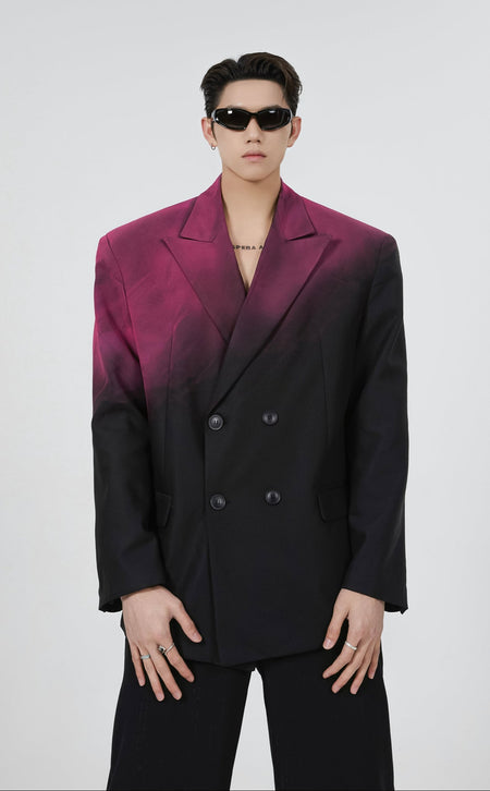 Gradient Double-Breasted Oversized Blazer