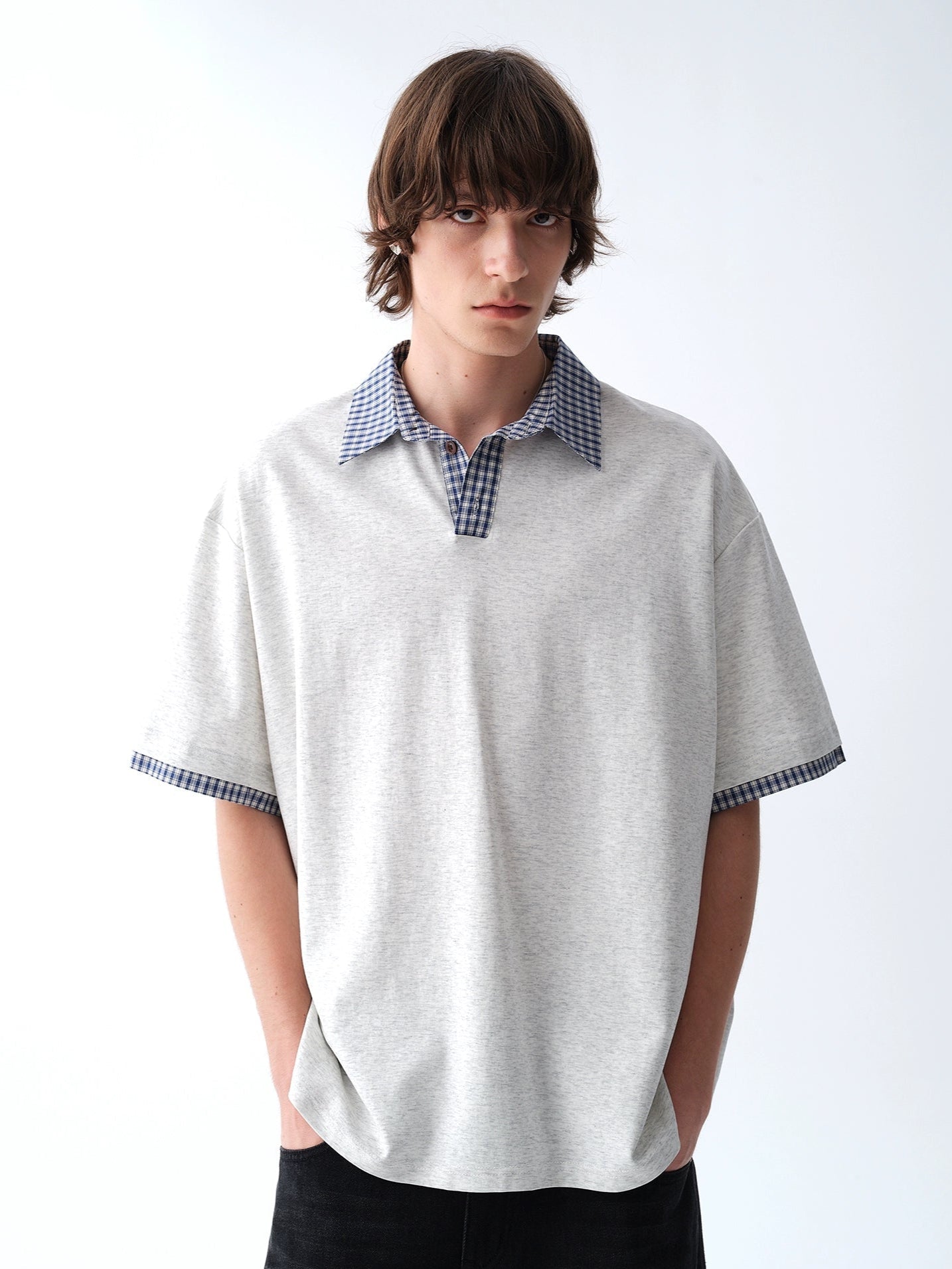 Contrast Checker Trim Short Sleeve Polo Shirt