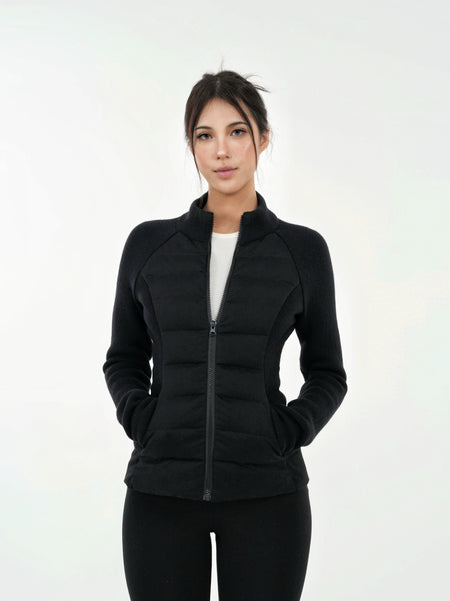 Skinny Zip-Up Fleece Lined Quilted Puffer Down Jacket - nightcity clothing