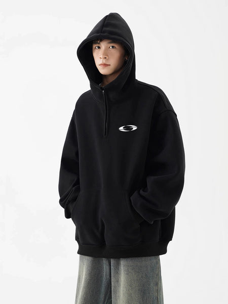 Oversized Pullover Logo-Print Hoodie with Kangaroo Pocket