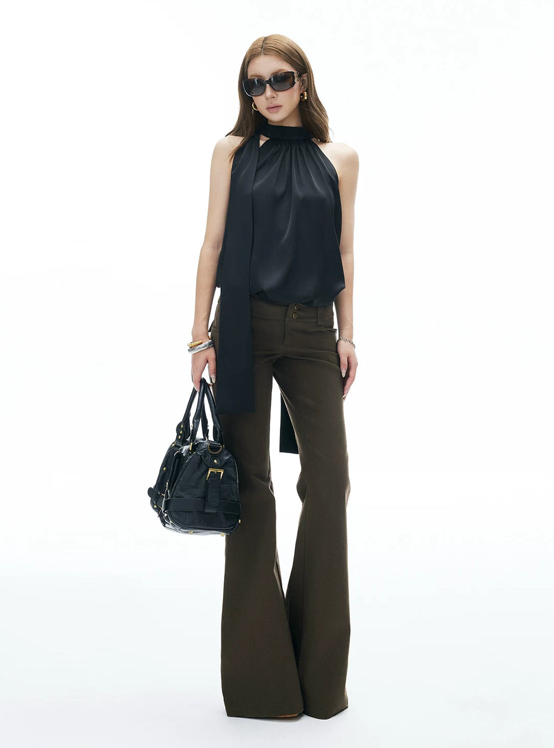 Sleeveless Tie Back Halter Neck Vintage Top - nightcity clothing