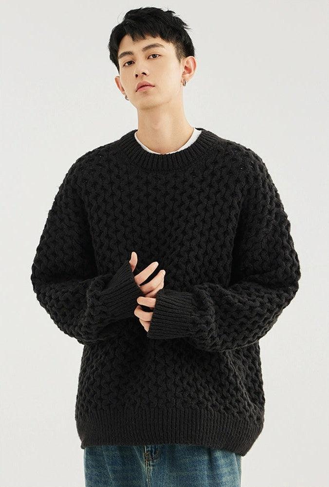 Cable Knit Ribbed Trim Sweatshirt