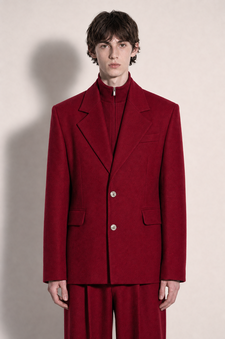 Boxy Hybrid Blazer in Red – blazer detail