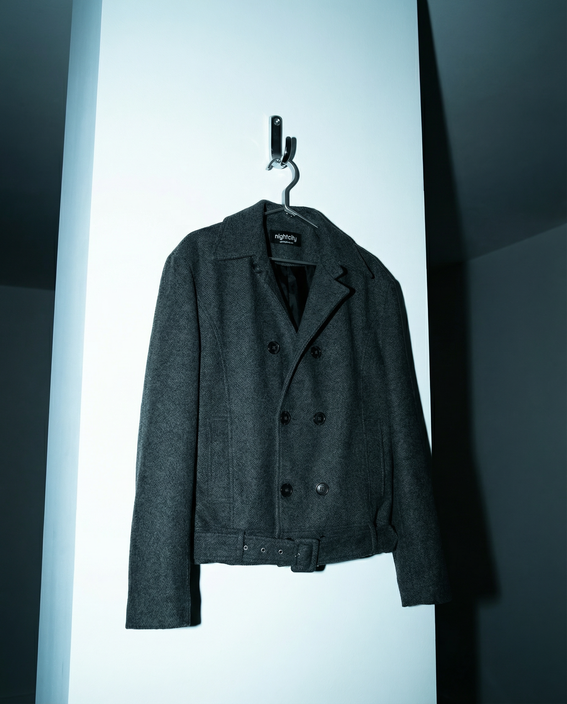 Boxy Cropped Double-Breasted Belted Peacoat - nightcity clothing