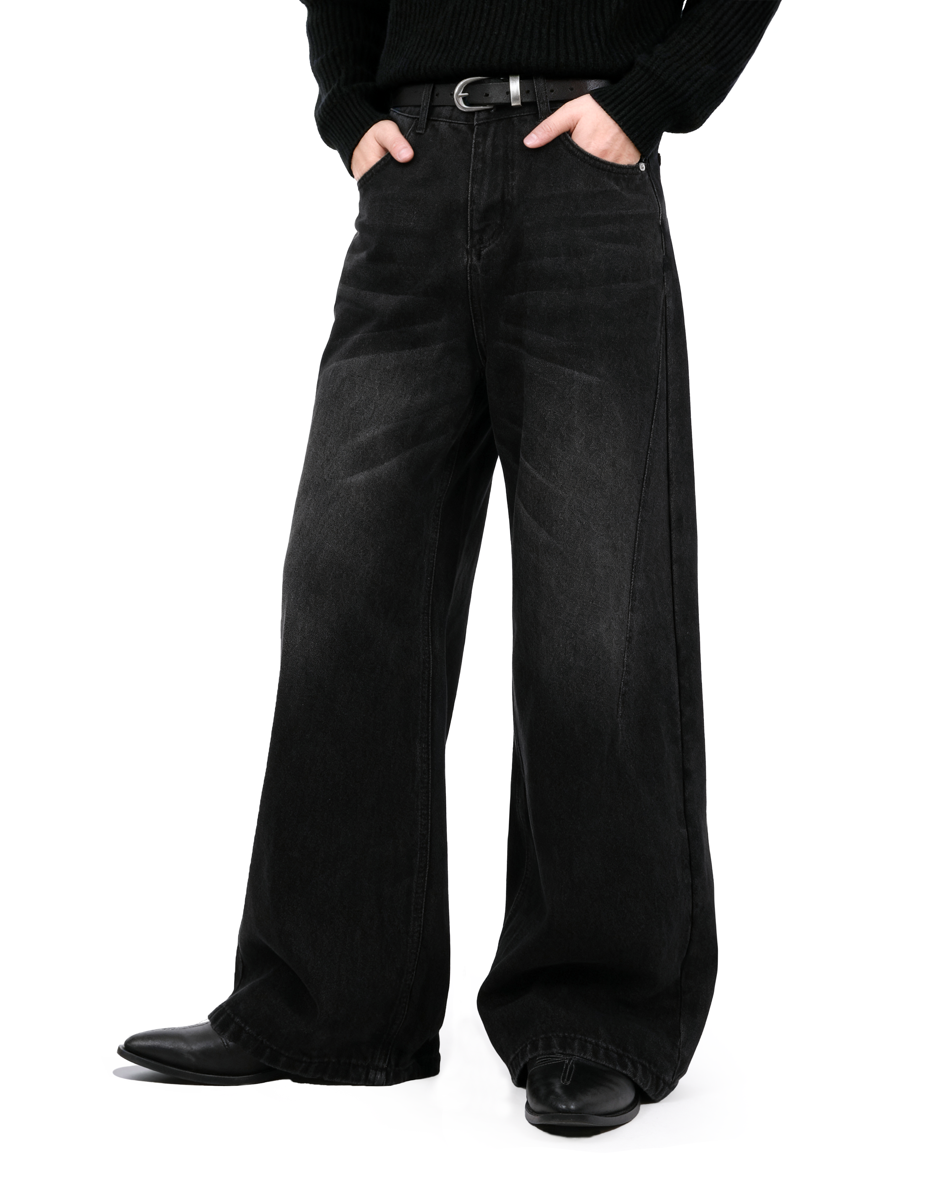 Vintage Washed Wide Leg Denim Pants