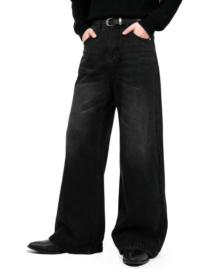 Vintage Washed Wide Leg Denim Pants
