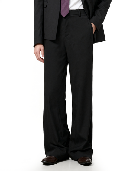 Tailored Straight Leg Semi-Flare Suit Trousers