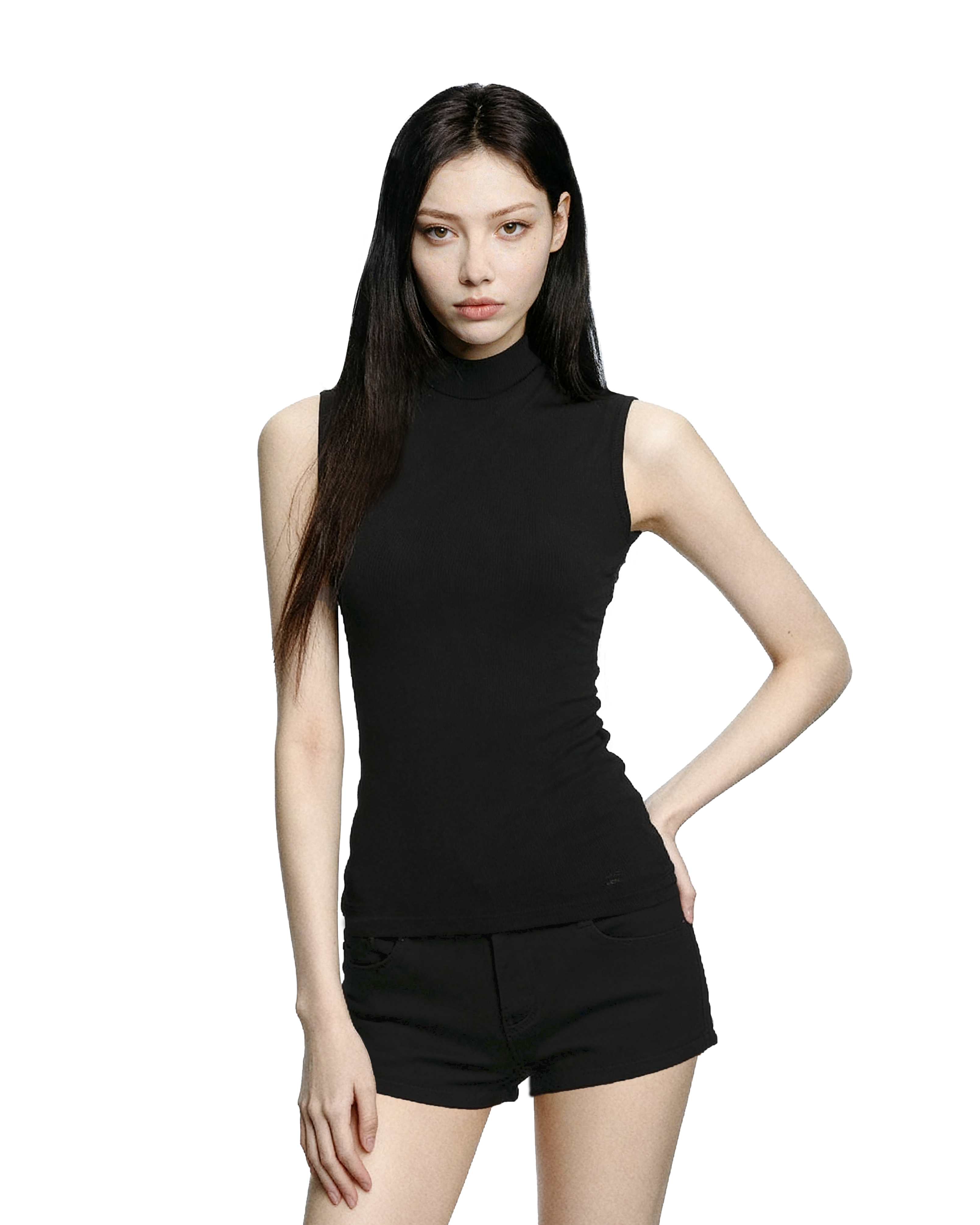Sheer Back Sleeveless Mesh Top with Tie Neck Detail-4