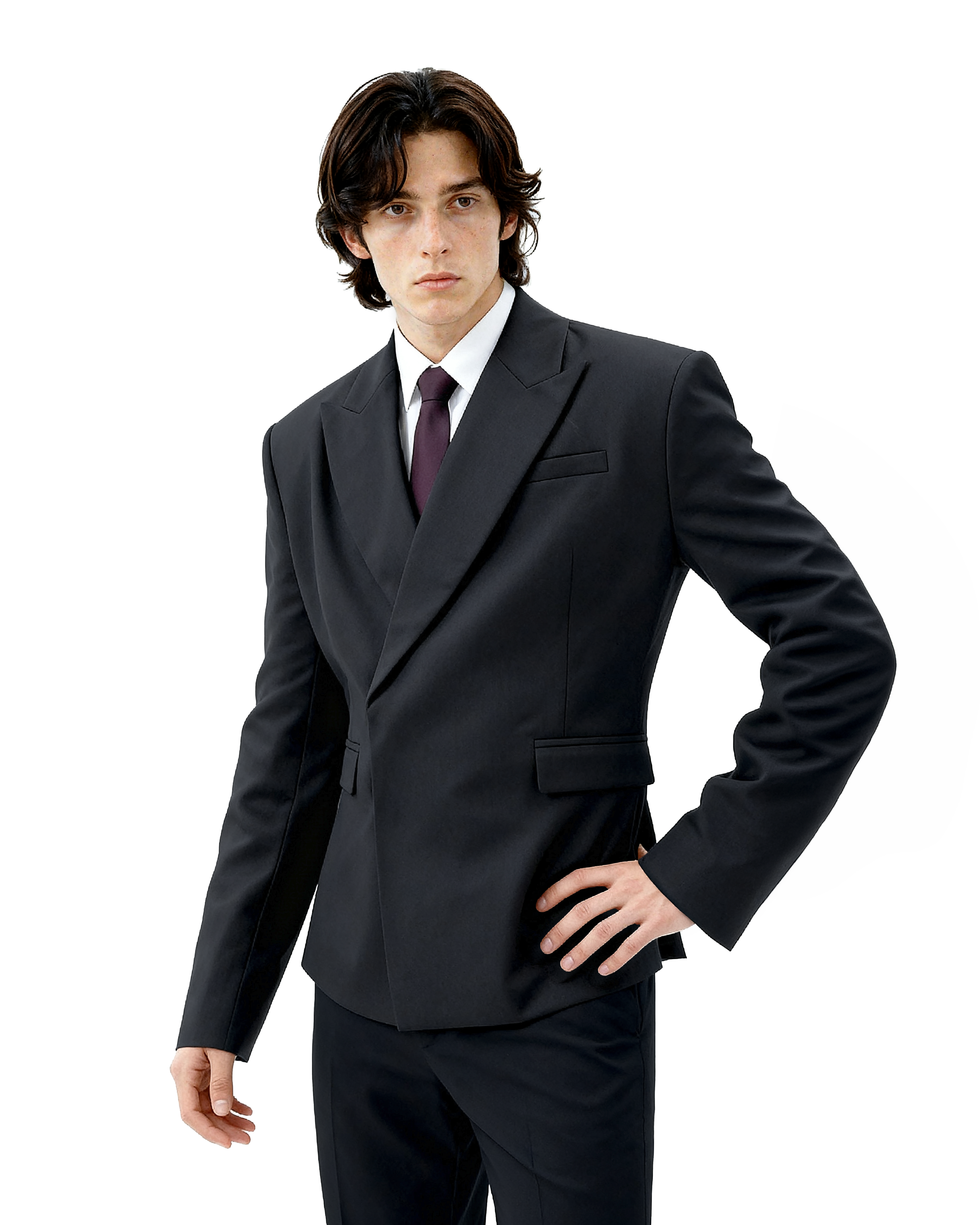Wide-Lapel Structured Double-Breasted Blazer-3