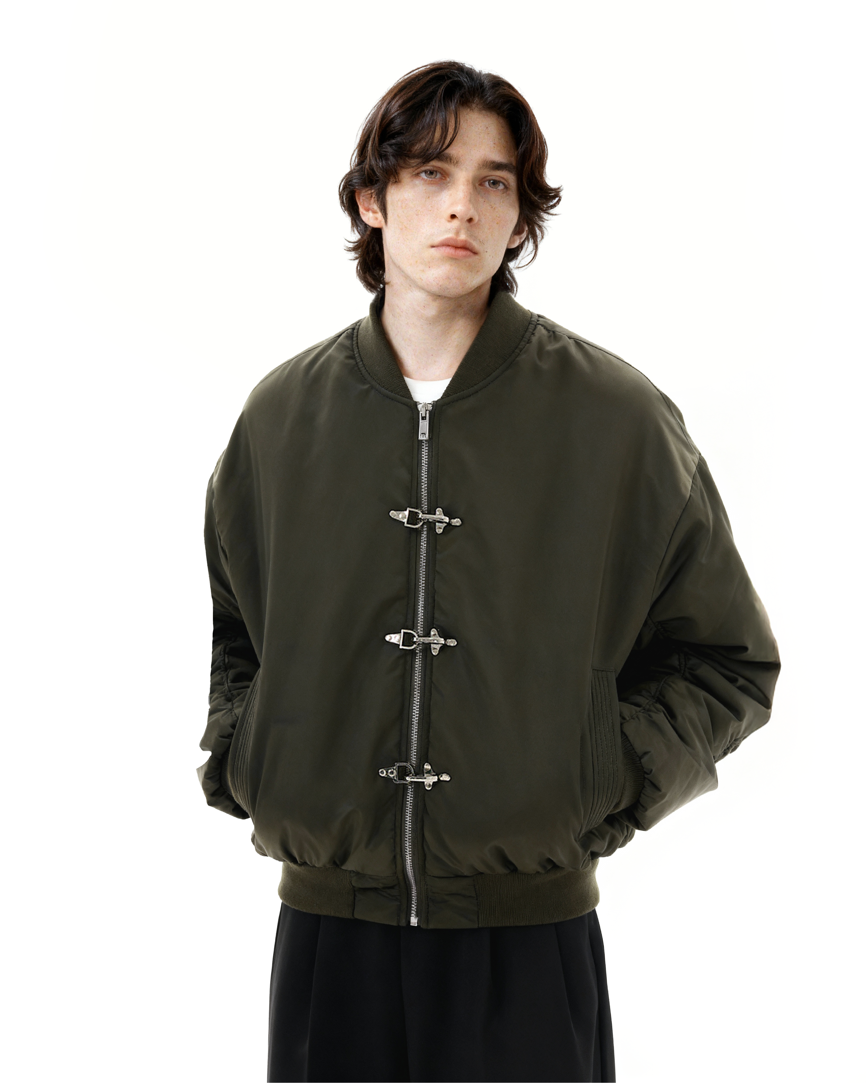 Fireman Buckle Mid-Crop Classic Bomber Jacket