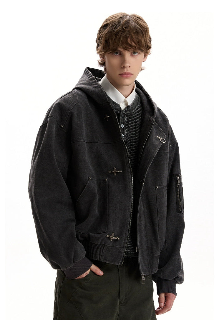 Oversized Fireman Clasp Hooded Worker Jacket – nightcity clothing