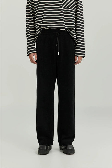 Slim Ribbed Elastic-Waist Lightweight Pants