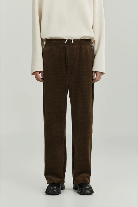 Slim Ribbed Elastic-Waist Lightweight Pants