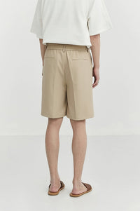 Pleated Tailored Bermuda Shorts with Belt Detail
