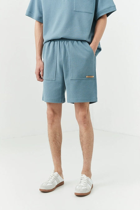 Textured Jogger Shorts with Patch Pocket Detail