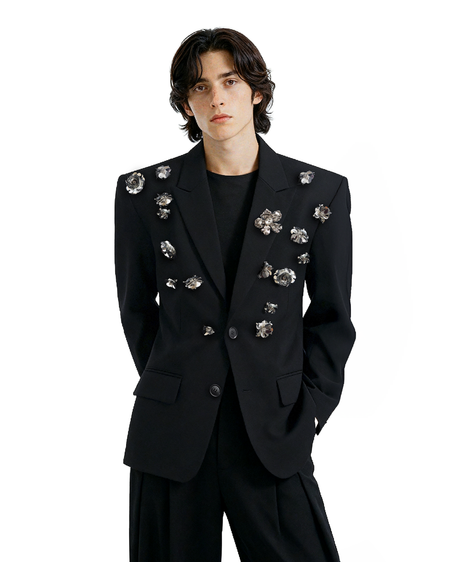 Oversized Embellished Floral Crystal Blazer Jacket