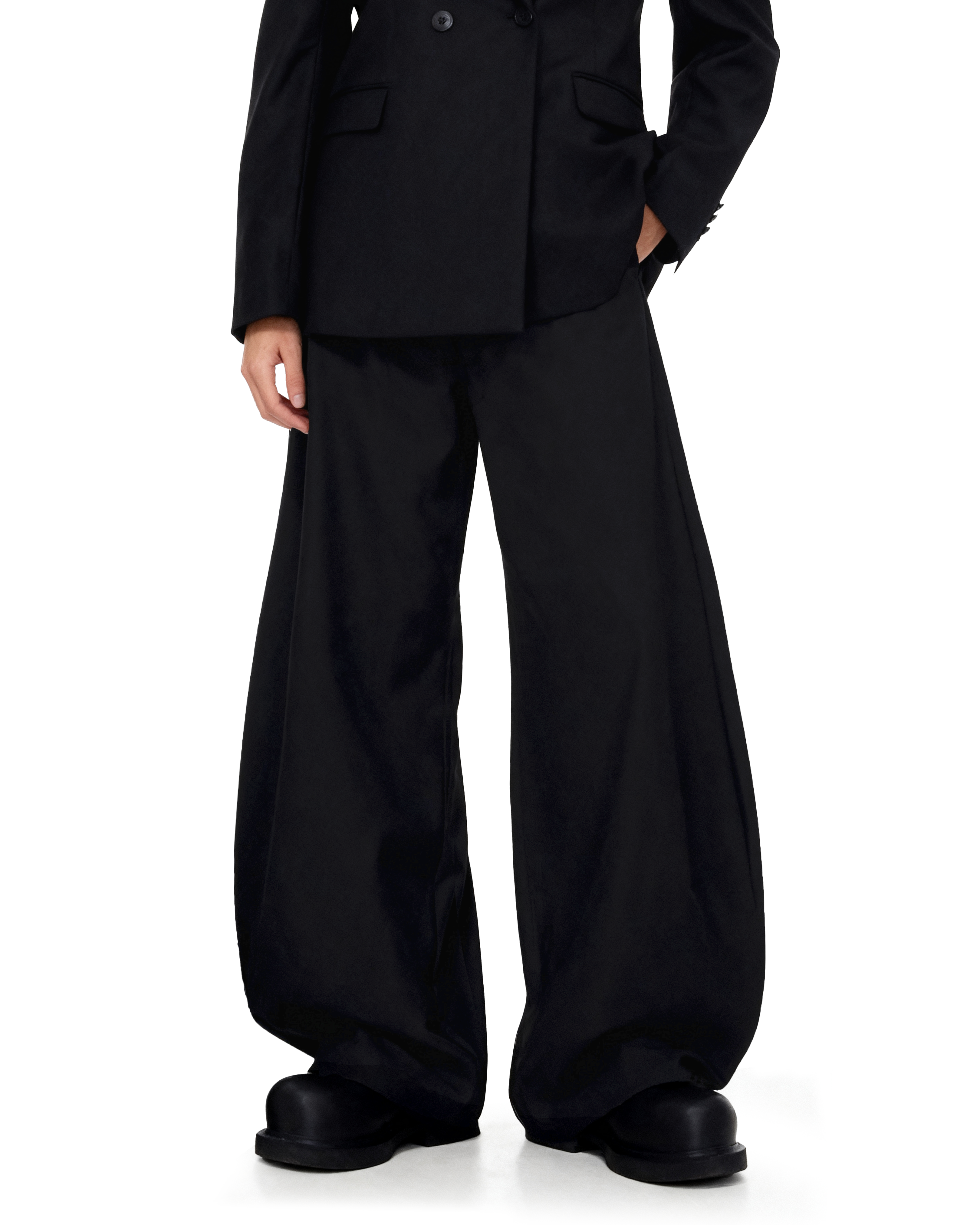 Boxy Double-Breasted Blazer with Peak Lapel and Wide Leg Trousers Suit-5