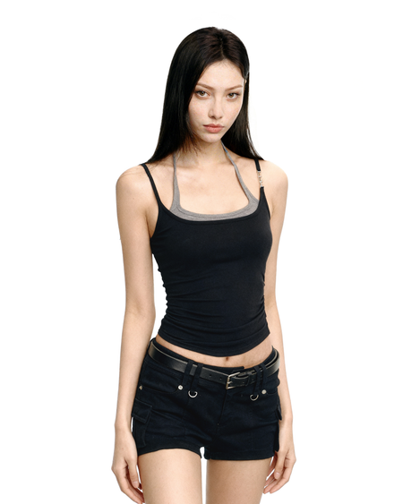 Sleeveless Layered Tank Top with Adjustable Straps - nightcity clothing
