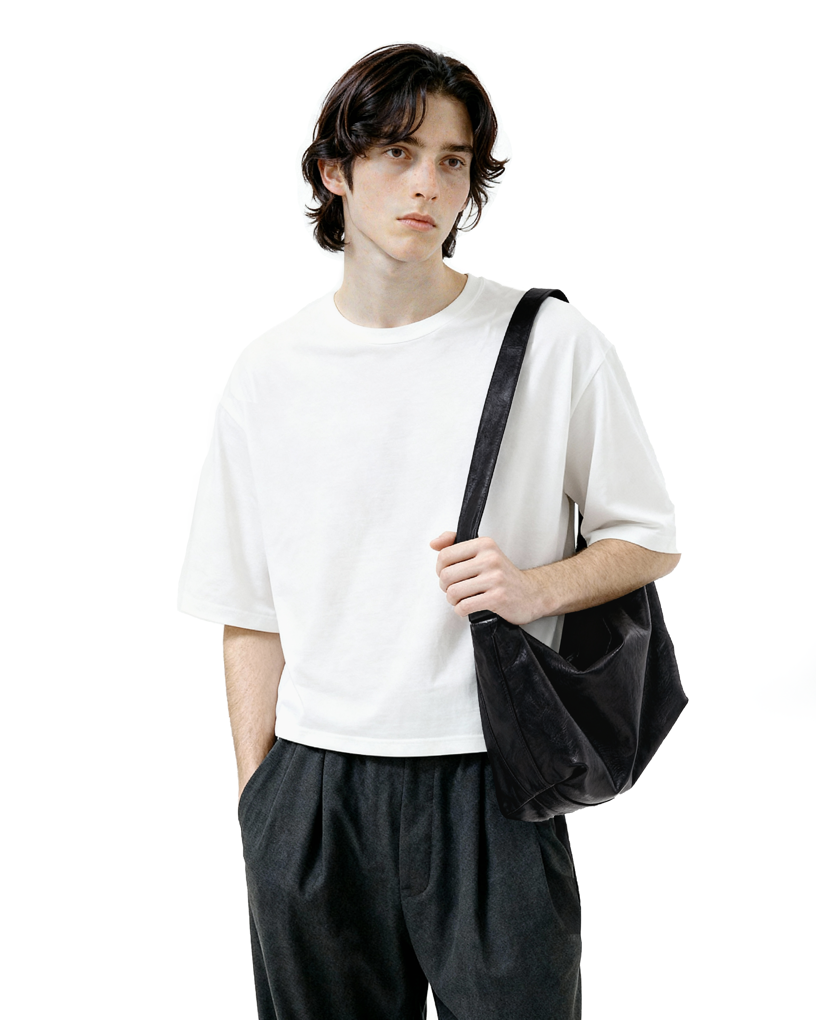 Faux Leather Lightweight Messenger Bag - nightcity clothing