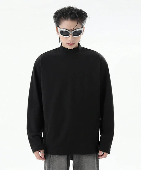 Boxy Mock-Neck Long Sleeve Sweatshirt