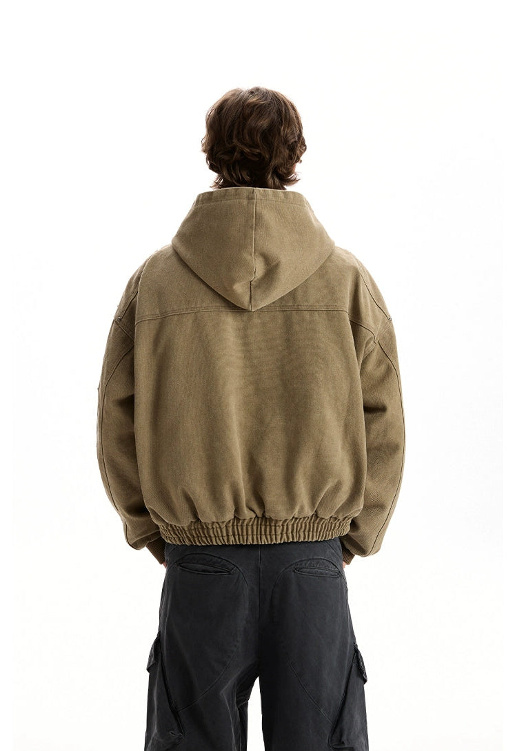 Oversized Fireman Clasp Hooded Worker Jacket
