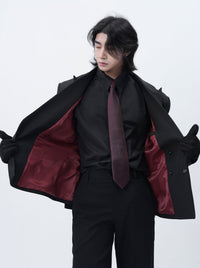 Wide-Lapel Structured Double-Breasted Blazer