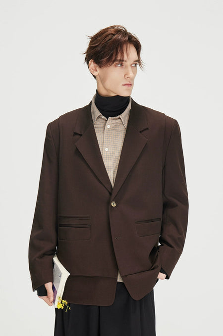 Structured Panel-Detail Single Breasted Lapel Blazer