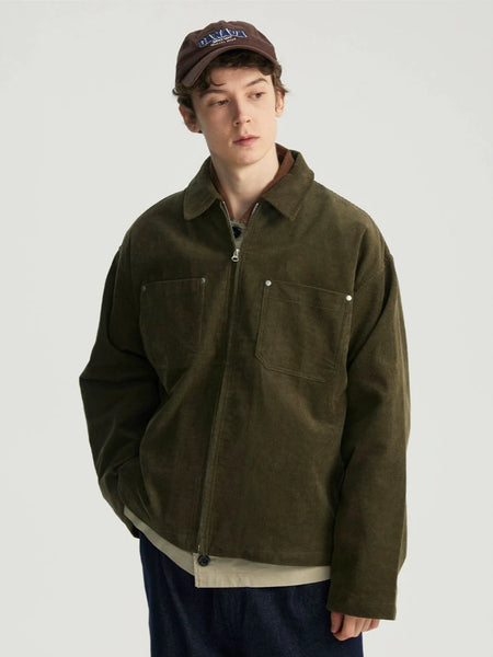 Corduroy Zip Jacket with Chest Pockets