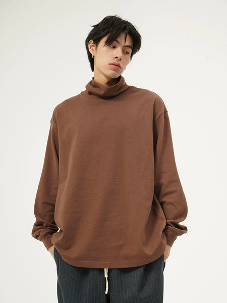 Oversized Crew Funnel-Neck Sweatshirt with Drop Shoulder - nightcity clothing