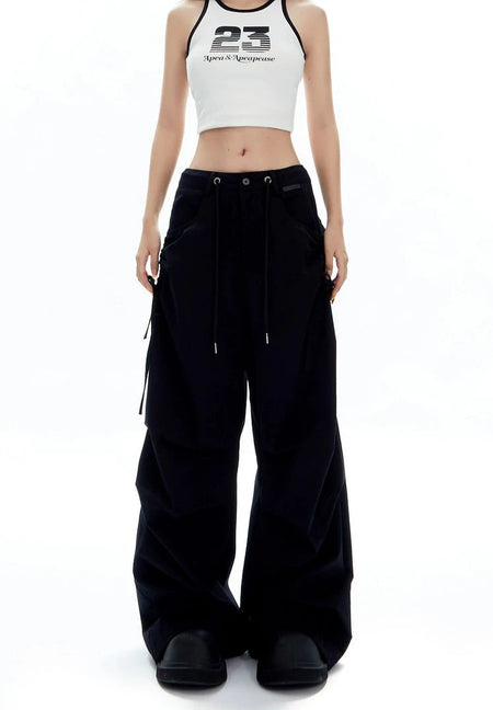 Cargo Jogger Pants with Side Pockets and Drawstrings
