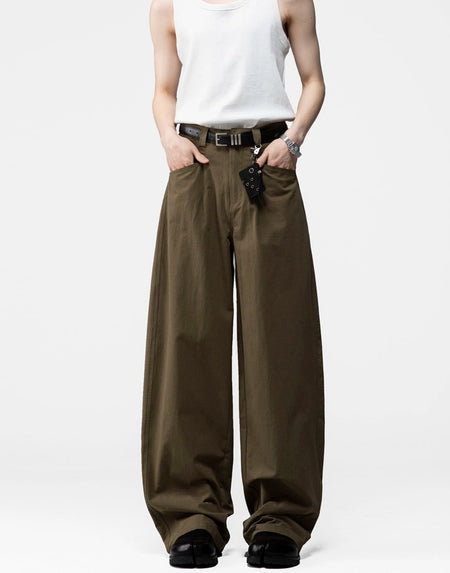 Wide Leg Utility Trousers with Belt Loop
