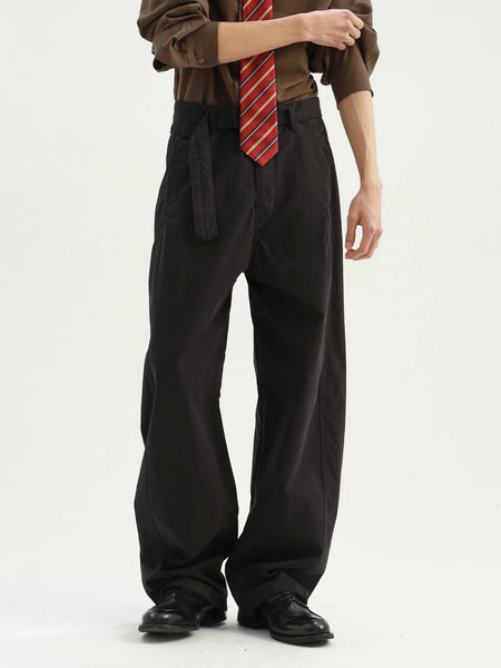 Straight-Leg Belted Utility Worker Trousers