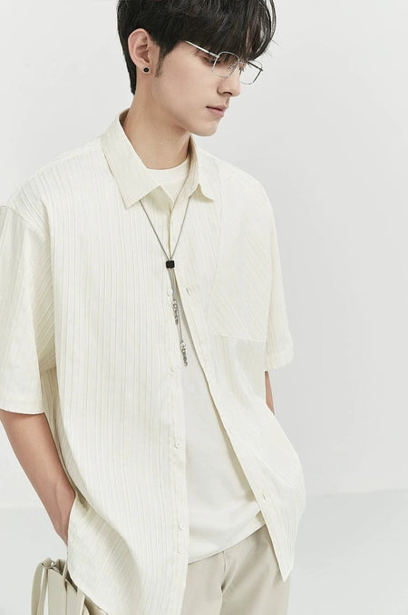 Vertical Stripe Short Sleeve Shirt