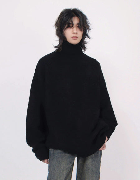 Turtleneck Drop Shoulder Oversized Sweater