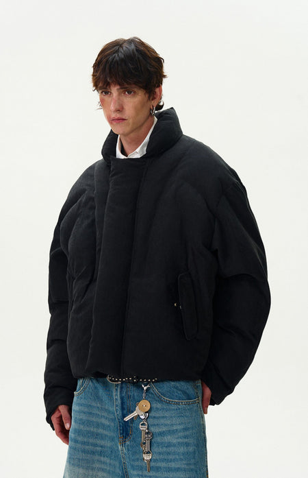 Stand Collar Quilted Oversized Puffer Jacket