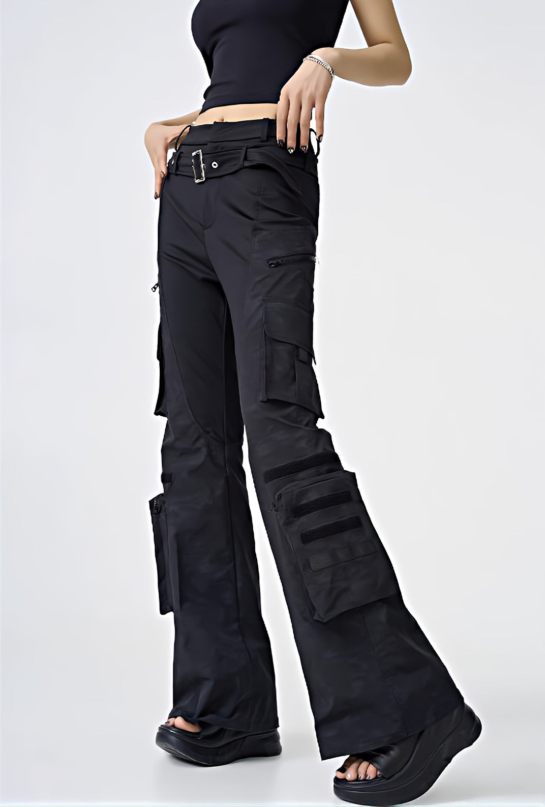 Semi-Flare Utility Pocketed Cargo Pants – nightcity clothing