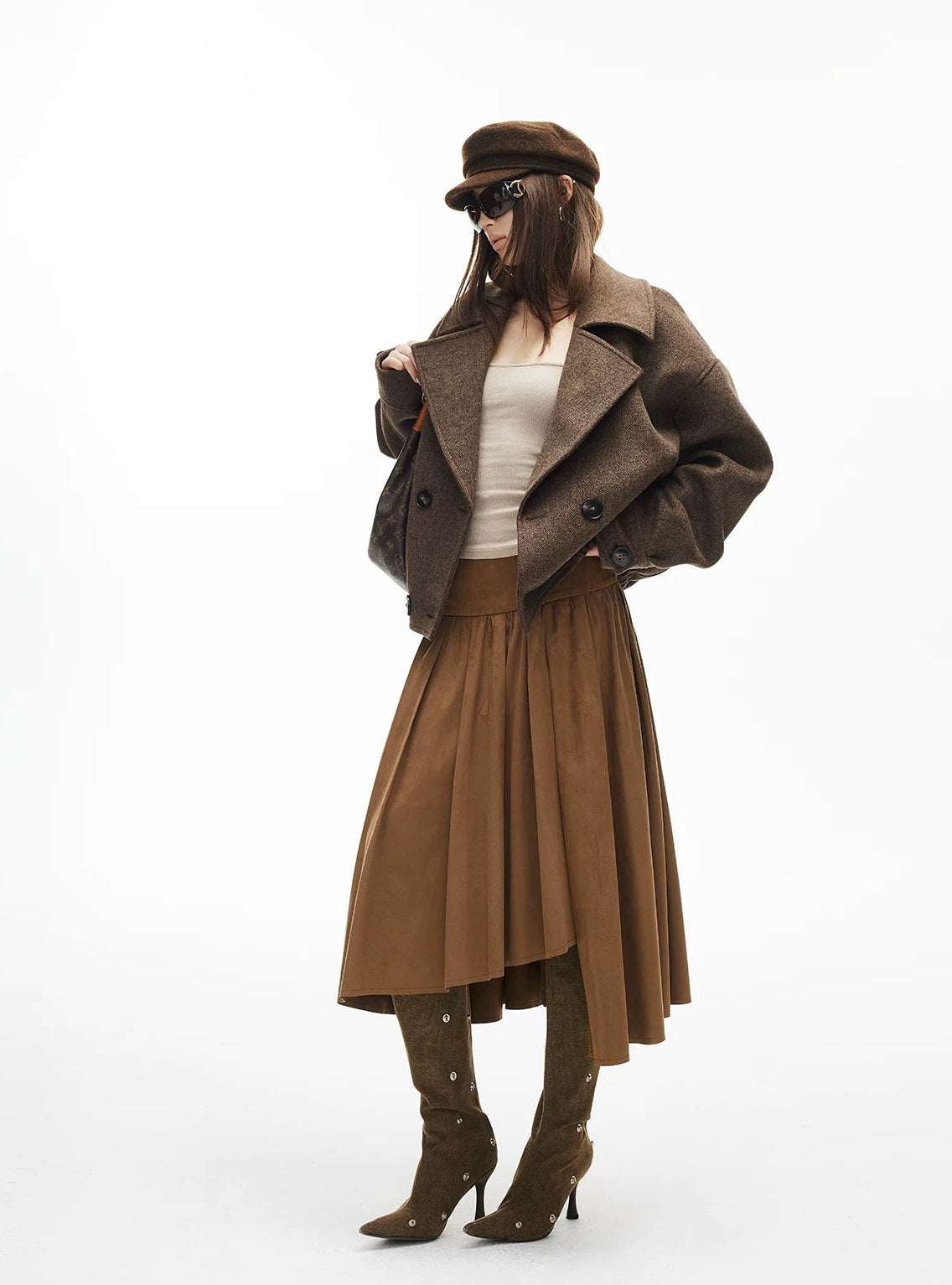 Herringbone Wide Lapel Double Breasted Jacket - nightcity clothing