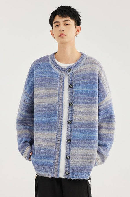 Striped Abstract-Effect Oversized Knit Cardigan - nightcity clothing