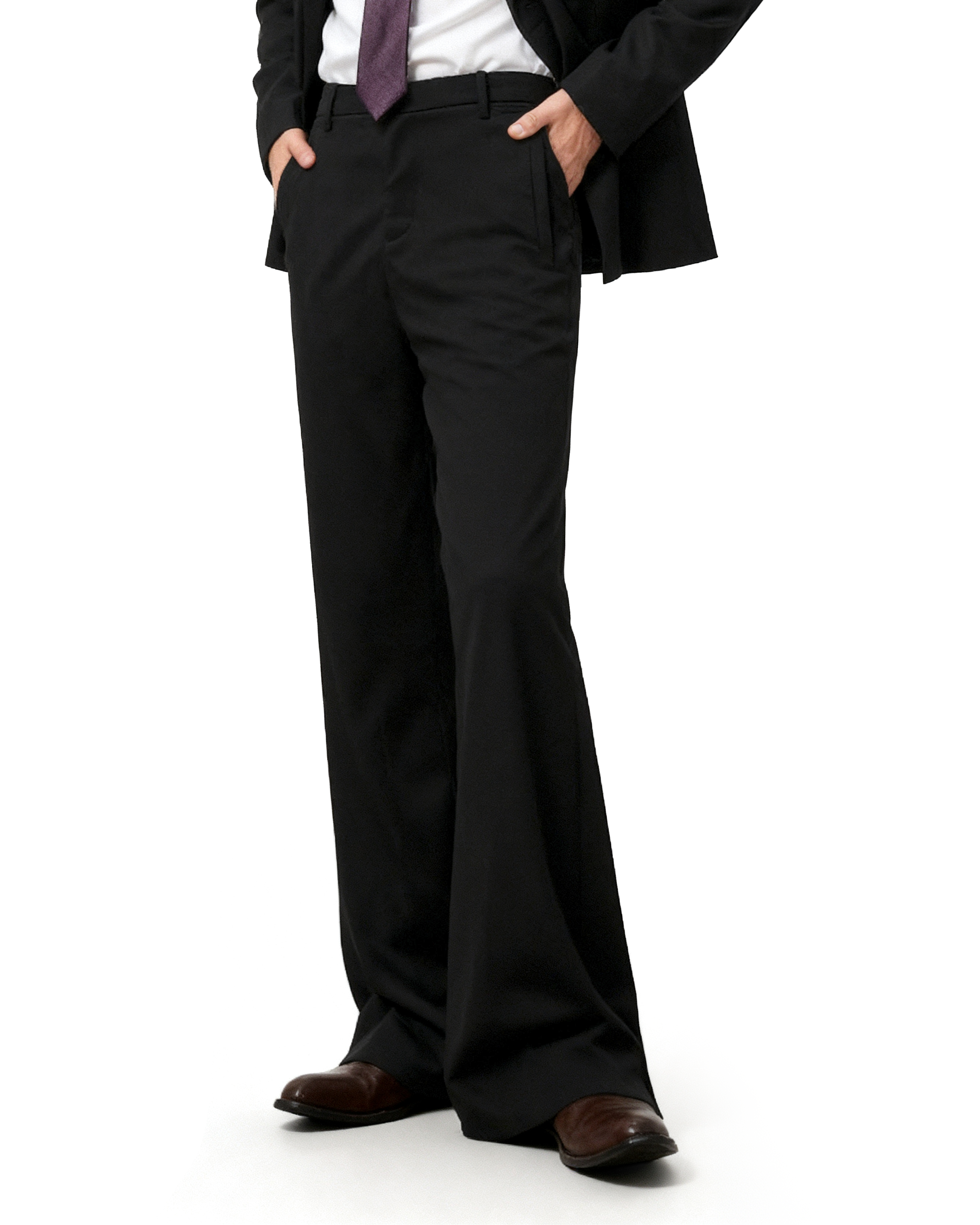 Tailored Straight Leg Semi-Flare Suit Trousers-3