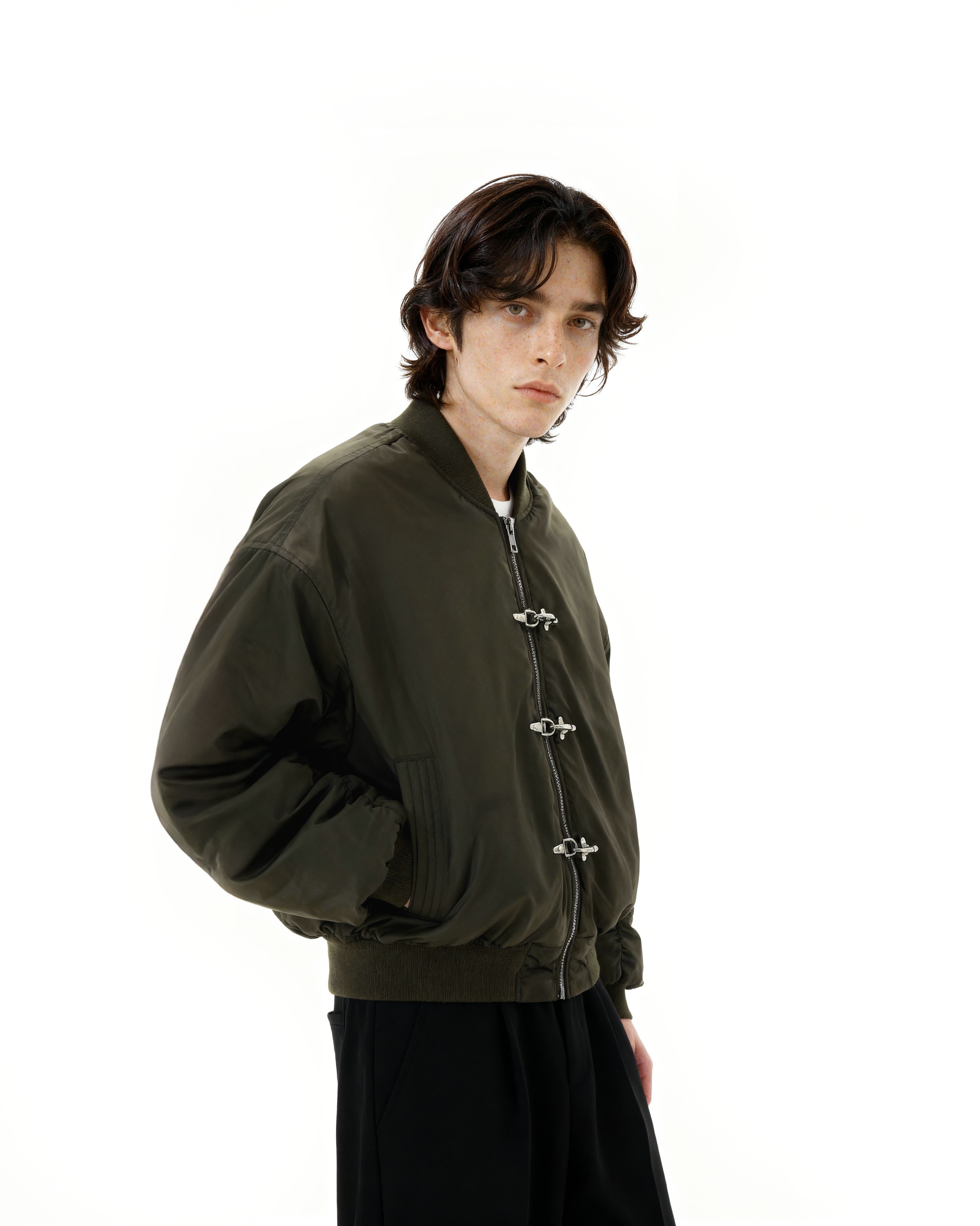 Fireman Buckle Mid-Crop Classic Bomber Jacket