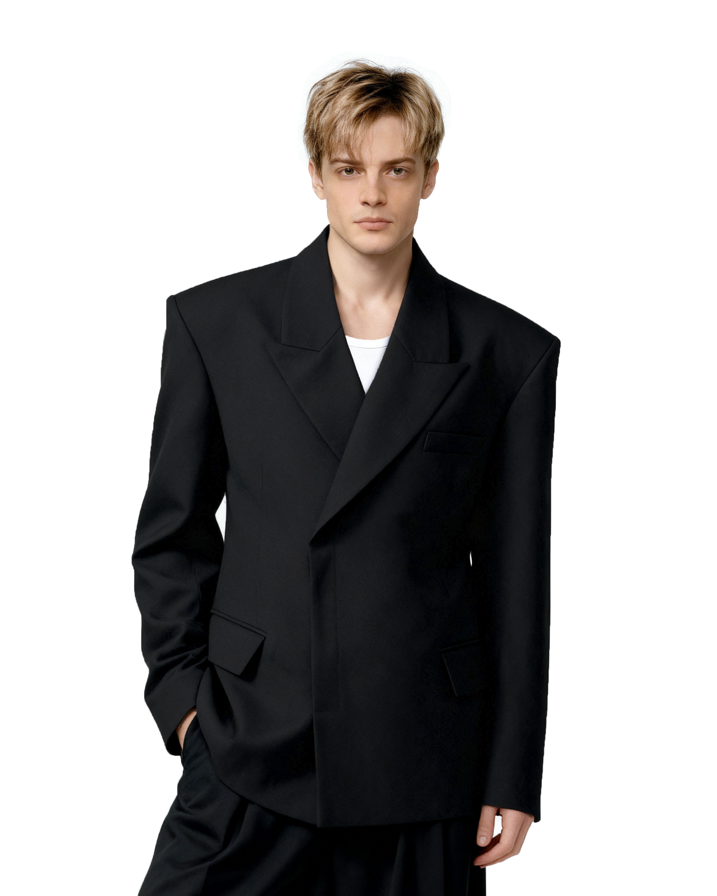 Structured Boxy Double-Breasted Hidden Button Blazer – nightcity