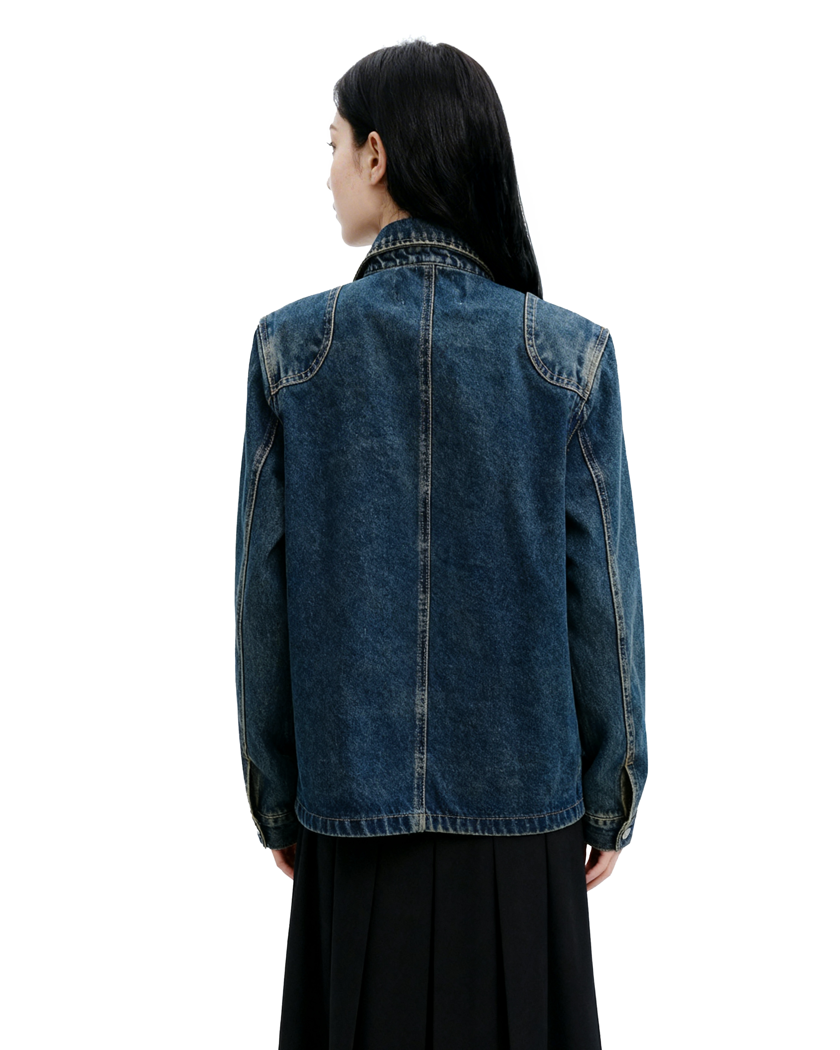Vintage Wash Slim-Fit Denim Jacket with Fireman Clasp Closures-4