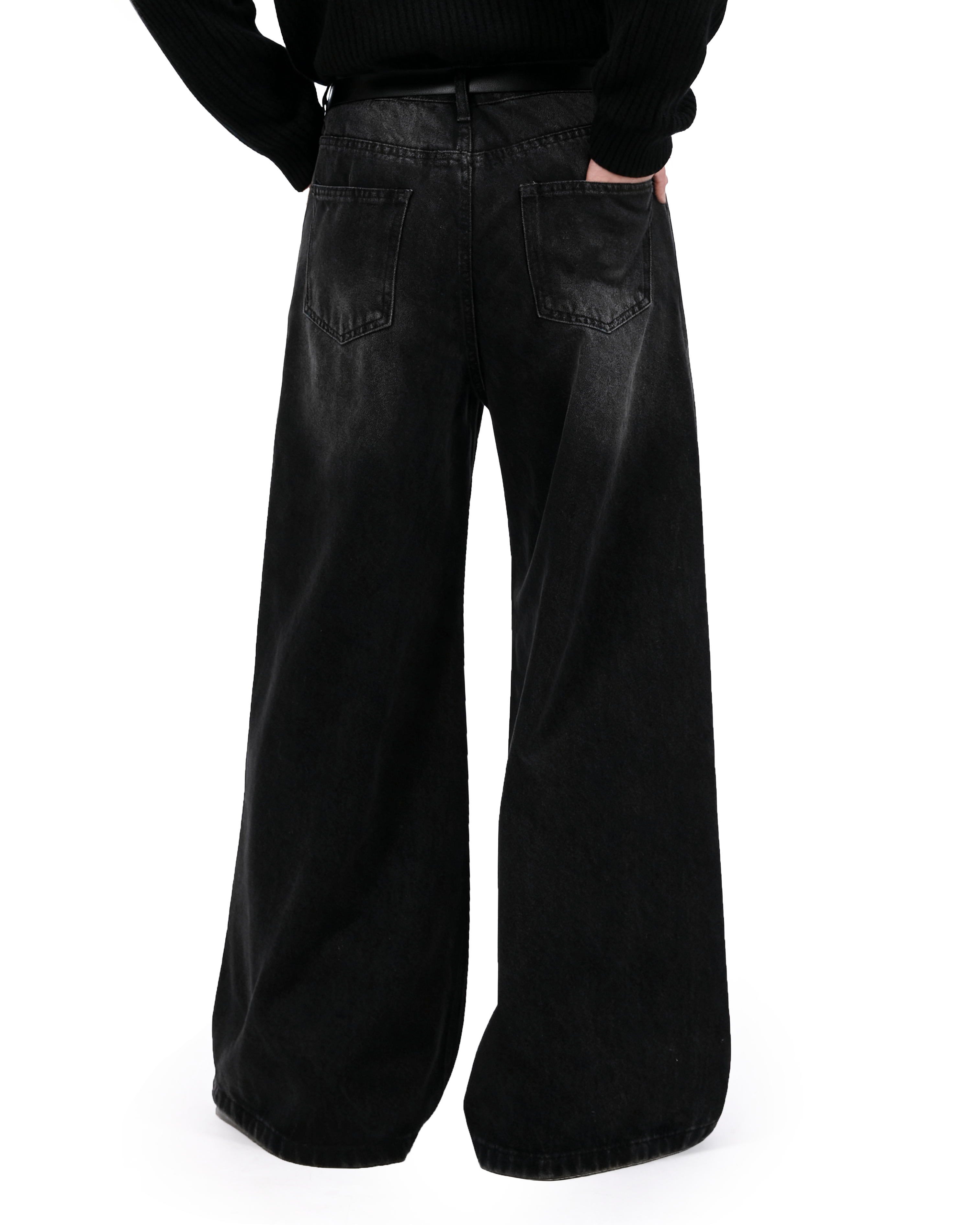 Vintage Washed Wide Leg Denim Pants-4