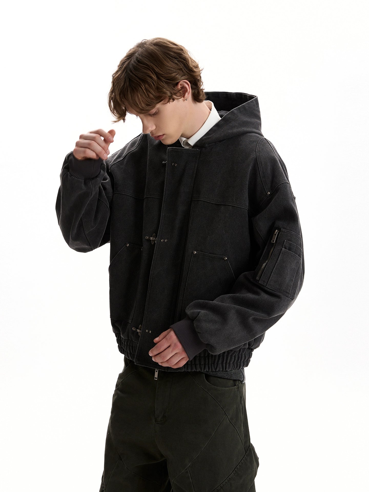 Oversized Fireman Clasp Hooded Worker Jacket – nightcity clothing