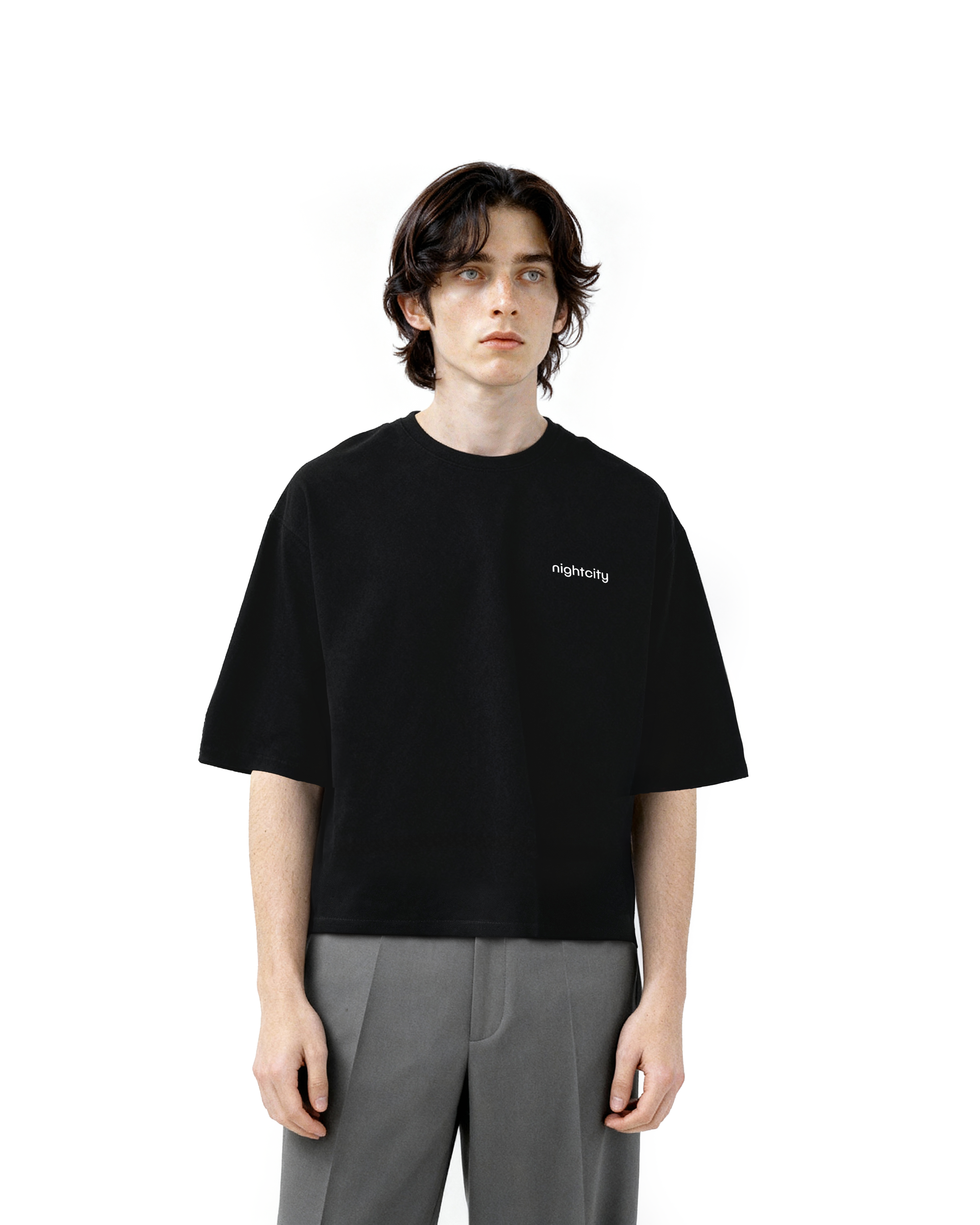 Cropped Oversized Nightcity Logo Cotton T-Shirt